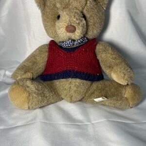 Vintage Caltoy Brandon Bear Teddy Plush 13” Posable Legs Sweater Vest Toy